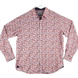 Kilburne & Finch Paisley Button Down Shirt Mens XXL White Red Boho Classic‎